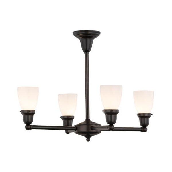 Revival Oyster Bay Goblet Bronze and White Four-Light Chandelier, image 1