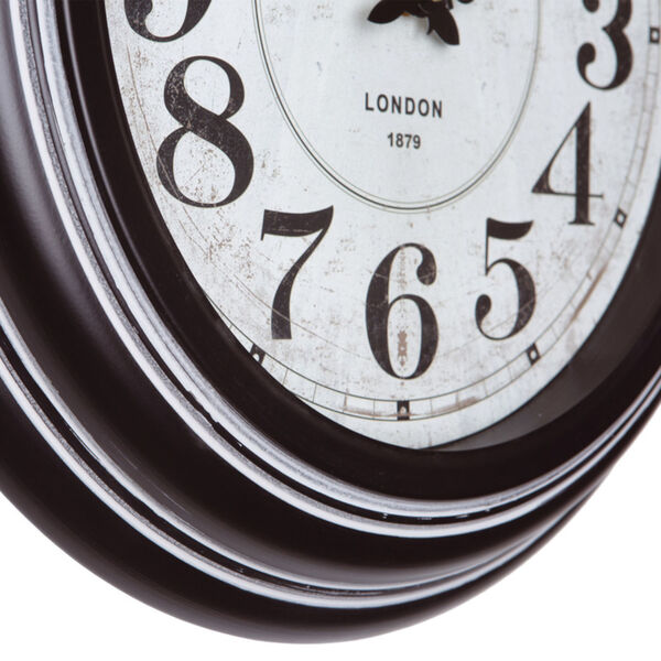 Black 17-Inch Circular Wall Clock with Iron Frame, image 2