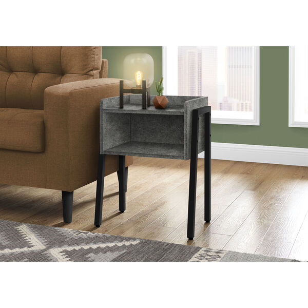 Dark Gray and Black End Table with Open Shelf, image 2