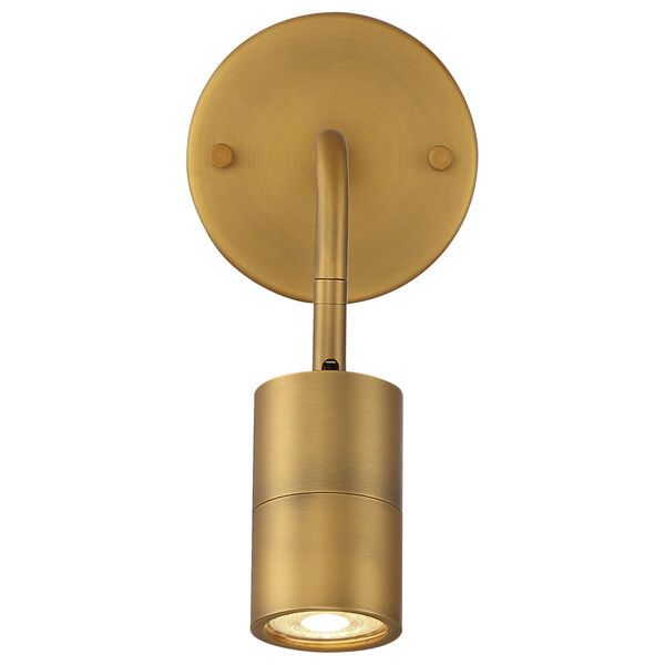 Cafe Brass-Antique and Satin One-Light LED Wall Spotlight, image 4