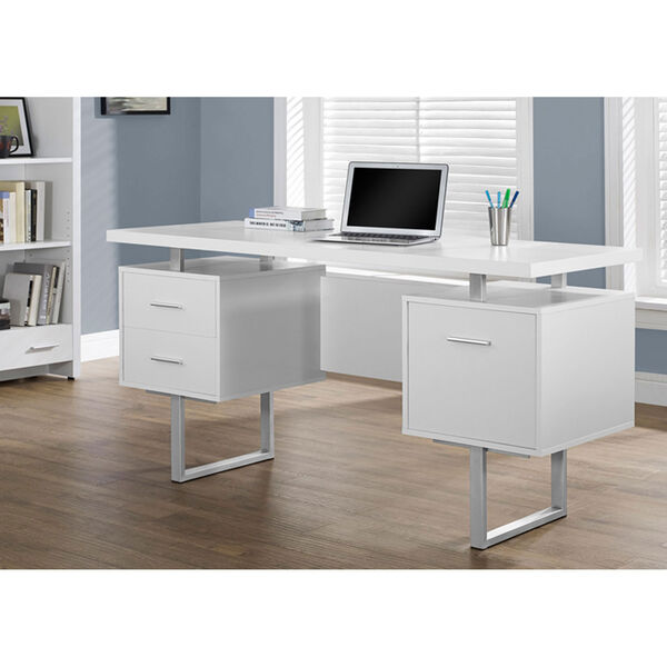 White 60-Inch Office Desk, image 1
