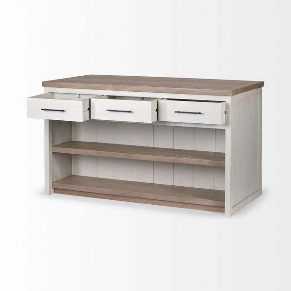 Fairview II White and Brown Two-Tone Stain Solid Wood Kitchen Island, image 6