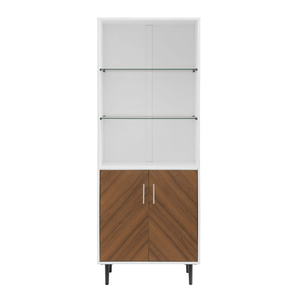 Hampton Solid White and Brown Bookmatch Door Two-Tone Hutch, image 2