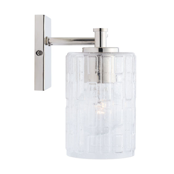 Polished Nickel Two-Light Bath Vanity with Clear Embossed Glass, image 5