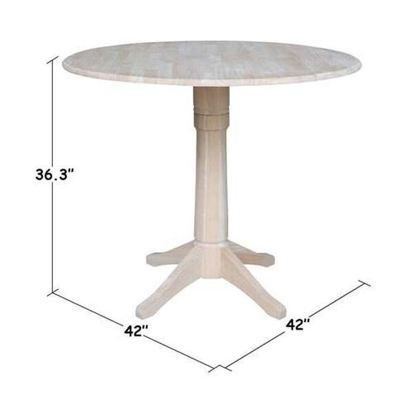 Gray and Beige 36-Inch High Round Dual Drop Leaf Pedestal Table, image 5
