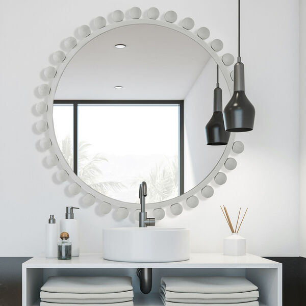 Cyra Matte White Round Wall Mirror, image 1
