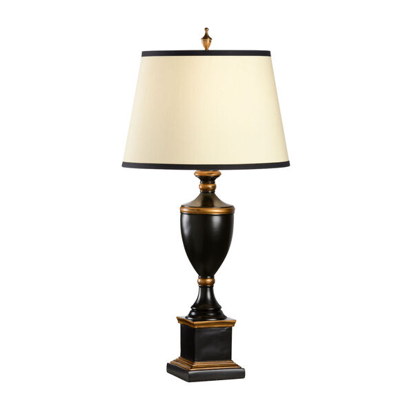 White and Black One-Light  Decorated Urn Lamp, image 1