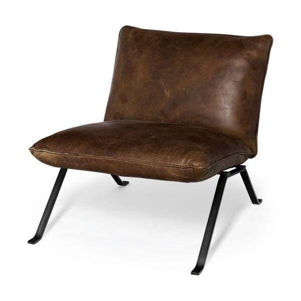 Flavelle I Brown Leather Cusion Seat Slipper Chair, image 1