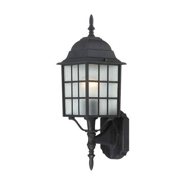 Adams Textured Black Finish One Light Outdoor Wall Sconce with Frosted Glass, image 1