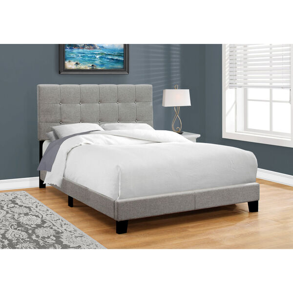 Grey Linen Full Size Bed, image 1