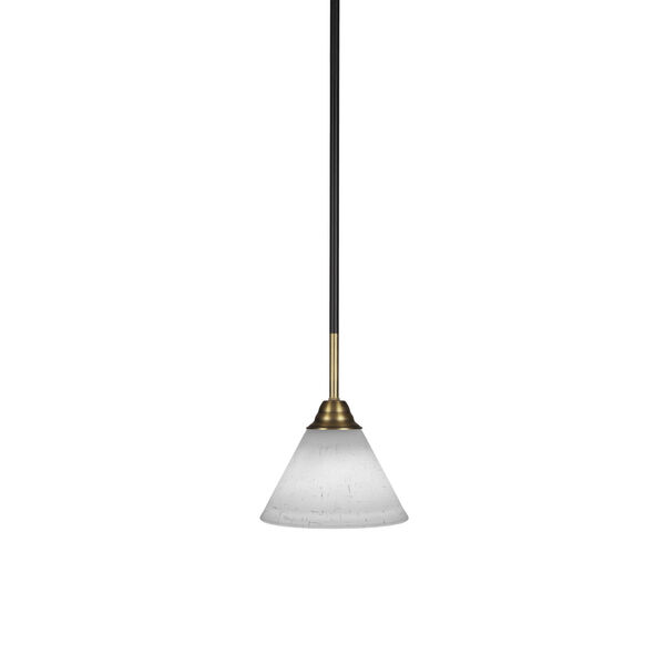 Paramount Matte Black and Brass Seven-Inch One-Light Mini Pendant with White Muslin Shade, image 1