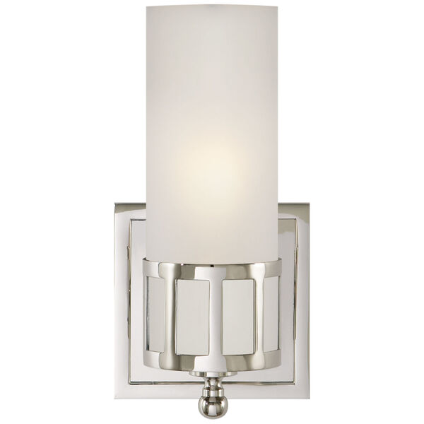 Openwork Small Sconce in Polished Nickel with Frosted Glass by Studio VC, image 1