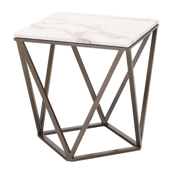 Tintern Faux Marble and Brass End Table, image 1