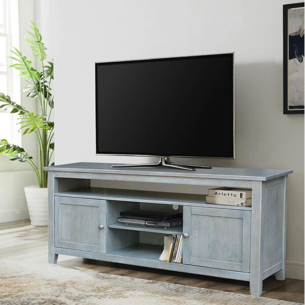 Antique Heathered Gray 57-Inch TV Stand with Two Door, image 1