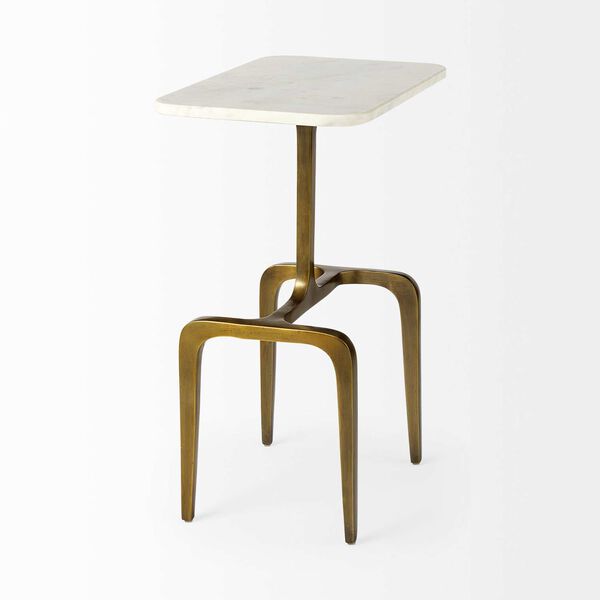 Preston White Marble Top with Gold Metal Accent Table, image 4