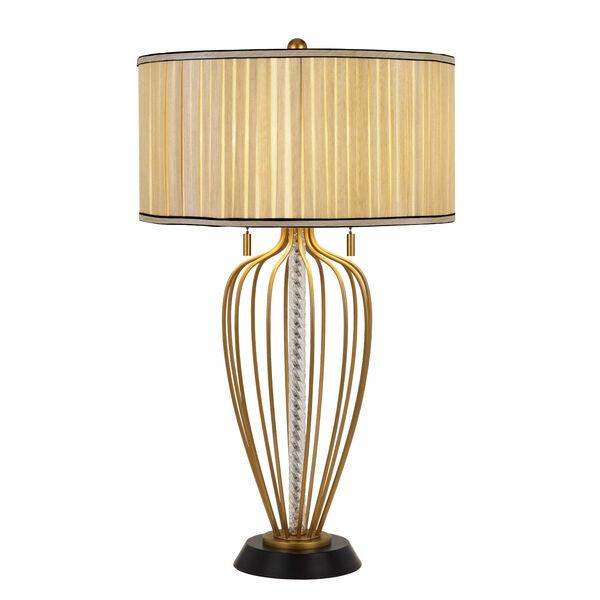 LaVal Antique Brass and Black Two-Light Table lamp, image 2
