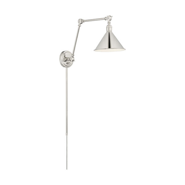 Delancey Nickel Polished One-Light Adjustable Swing Arm Wall Sconce, image 5