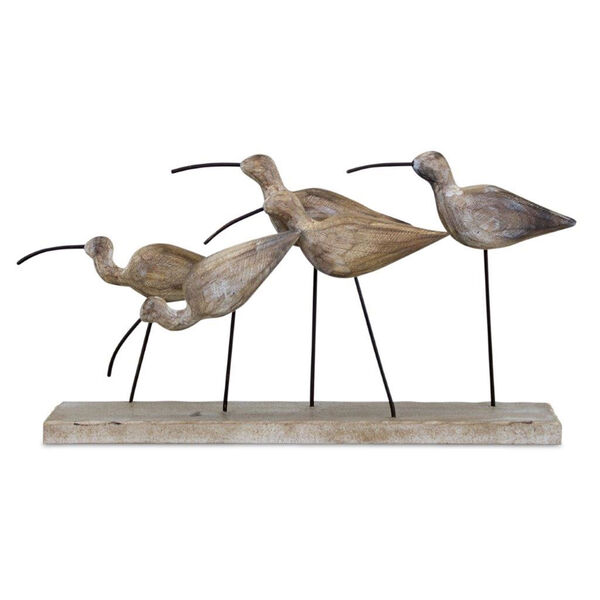 Brown Wood Metal Birds Decorative Object, image 1