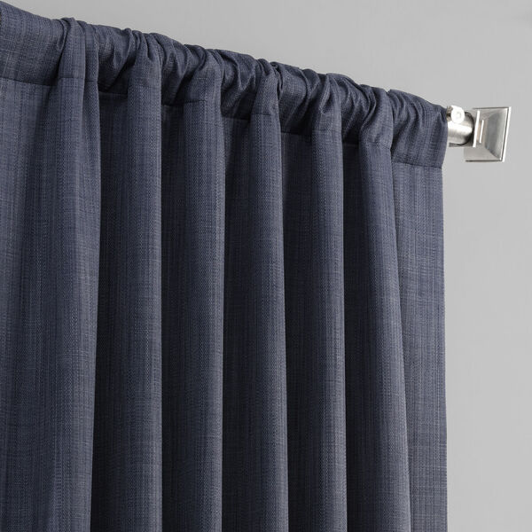 Pacific Blue Italian Textured Faux Linen Hotel Blackout Curtain Single Panel, image 3