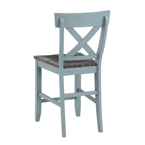 Bar Harbor Blue 41-Inch Crossback Counter Height Dining Chair, Set of 2, image 3