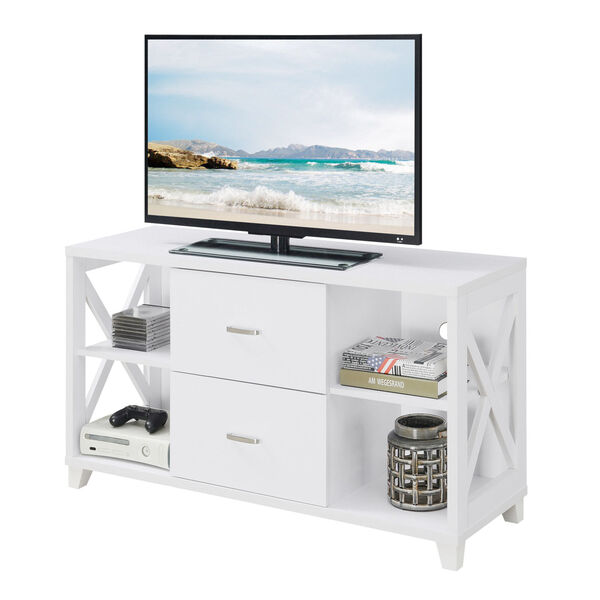 Oxford Deluxe White 2 Drawer TV Stand, image 3