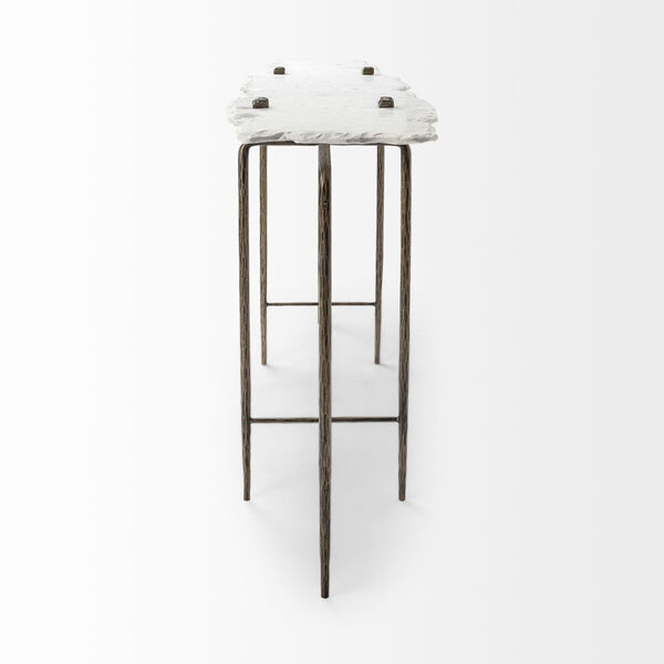 Pinera III White and Brass Marble Top Console Table, image 4