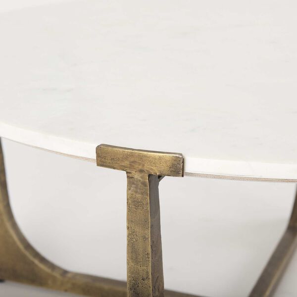 Atticus Marble and Antiqued Gold Metal Coffee Table, image 6