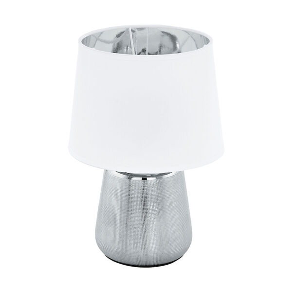 Manalba 1 Silver One-Light Table Lamp with Silver Interior Fabric Shade, image 1