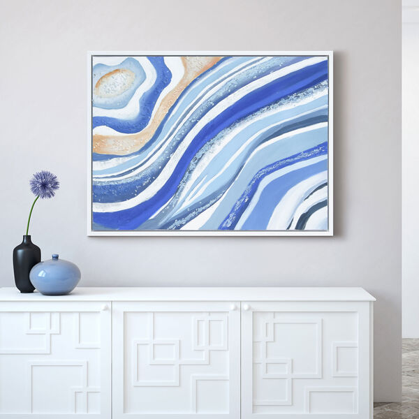 Blue Elixer Textured Framed Hand Painted Wall Art, image 1