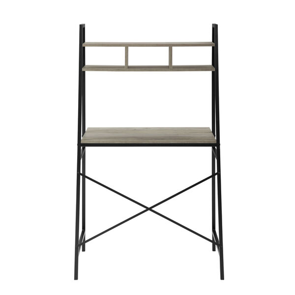 Mini Arlo Gray and Black Ladder Desk with Storage, image 1