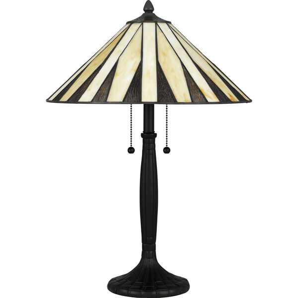 Legend Matte Black Two-Light Tiffany Table Lamp, image 4