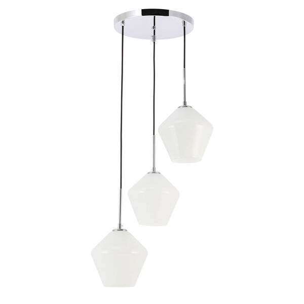 Gene Chrome 18-Inch Three-Light Pendant with Frosted White Glass, image 5