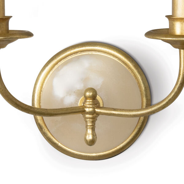 Fisher Gold and White Two-Light Wall Sconce, image 4