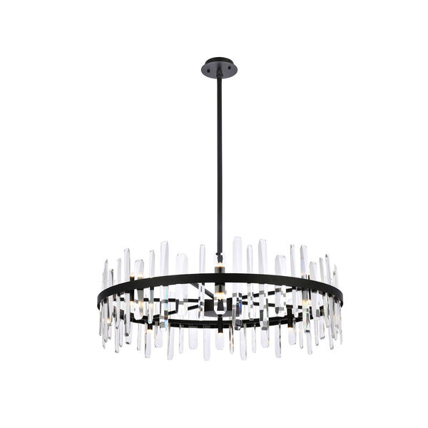 Serena Black and Clear 36-Inch Round Chandelier, image 1