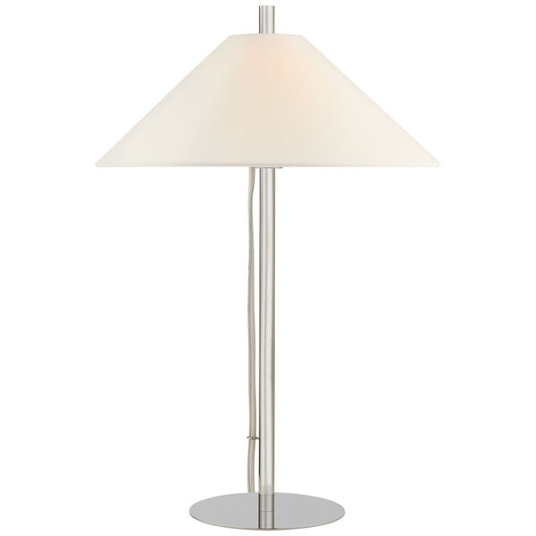 Dax Medium Table Lamp in Polished Nickel with Linen Shade by J. Randall Powers, image 1