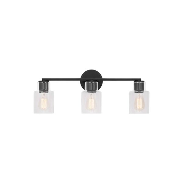 Sayward Midnight Black Three-Light Bath Sconce with Clear Glass by Drew and Jonathan, image 1