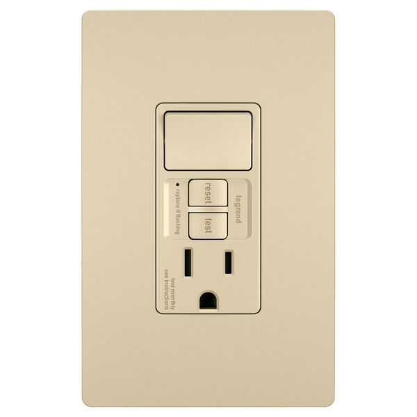 Ivory Combination Tamper-Resistant 15A Self-Test Single-Pole Switch GFCI, image 3