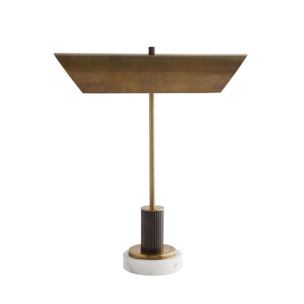 Lansing Vintage Brass and White Two-Light Table Lamp, image 2