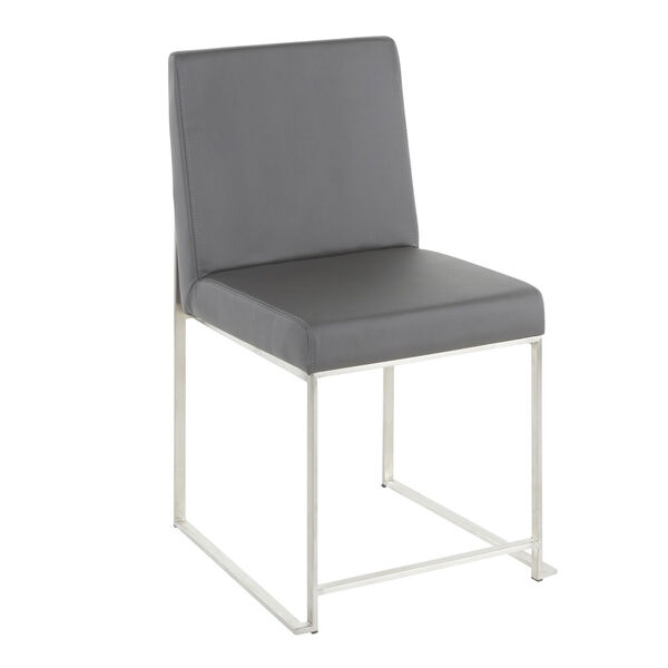 Fuji Brushed Stainless Steel and Grey High Back Dining Chair, Set of 2, image 2