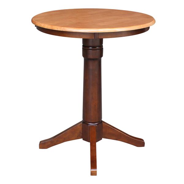 Cinnamon and Espresso 30-Inch Round Top Pedestal Counter Height Table, image 1