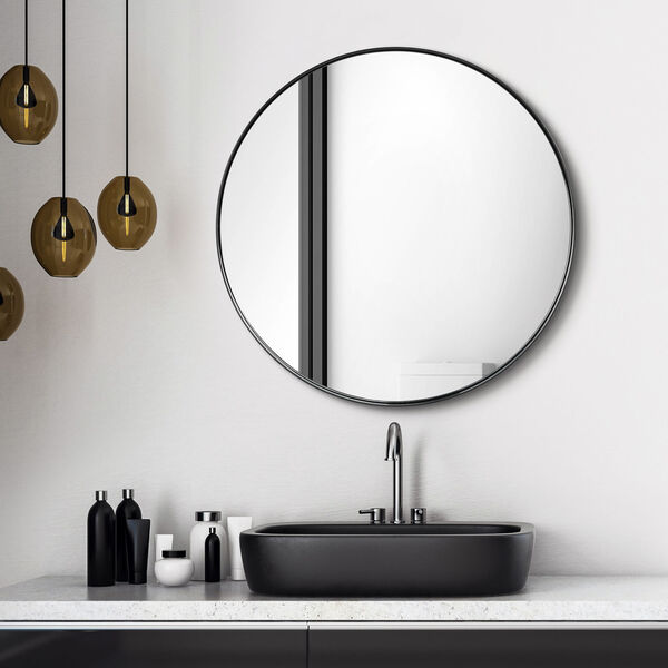 Black 30 x 30-Inch Round Wall Mirror, image 1