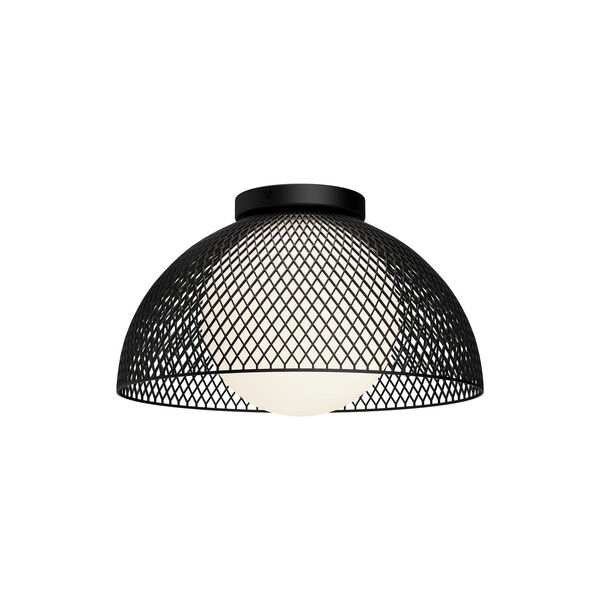 Haven Matte Black One-Light Flush Mount with Opal Glass, image 1