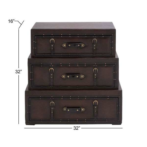 Brown Faux Leather and Wood Chest, image 3