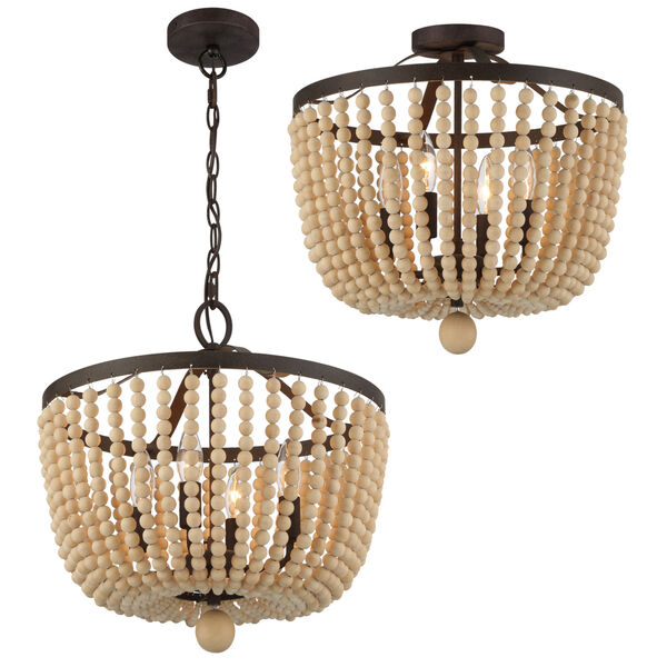 Rylee Forged Bronze Four-Light Chandelier Convertible to Semi-Flush Mount, image 1