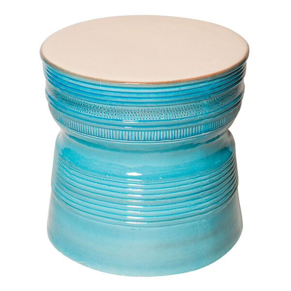 Ceramic Ancaris Ring Accent Table in Snow White, Turquoise Blue, image 1
