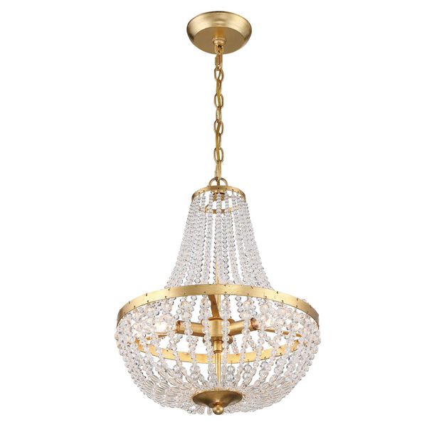 Rylee Antique Gold Three-Light Chandelier Convertible to Semi-Flush Mount, image 4