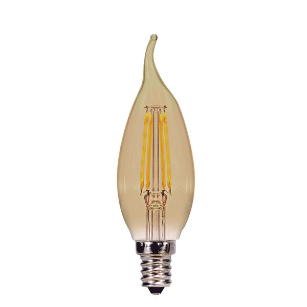 SATCO Transparent Amber LED CA11 Candelabra 3.5 Watt LED Filament Bulb with 2200K 300 Lumens 80 CRI and 360 Degrees Beam, image 1