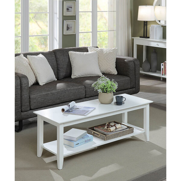 Grace White Coffee Table with Shelf, image 1