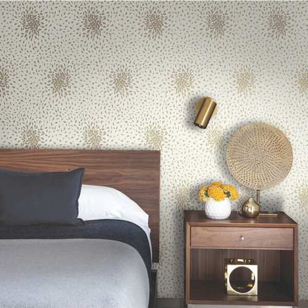 Petite Leaves Cream and Gold Wallpaper, image 3