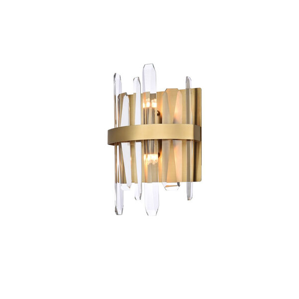 Serena Satin Gold and Clear Four-Inch Crystal Bath Sconce, image 3